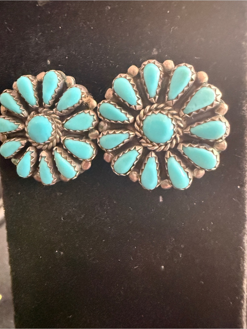 Zuni turquoise earrings in sterling silver